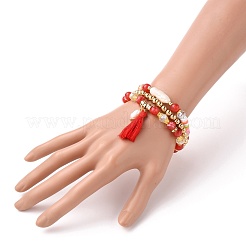 Multi-layered Stretch Beaded Bracelets Sets&nbsp;BJEW-JB05756-01