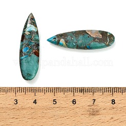 染色合成インペリアルジャスパーペンダント  ティアドロップチャーム  ダークターコイズ  34.5~35x9.5~10x5mm  穴：1.4mm&nbsp;GG-CBAA20A-08C