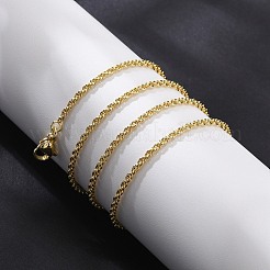 2mm真鍮ロープチェーンネックレス男性用女性用  長持ちメッキ  ゴールドカラー  23.23インチ（59cm）&nbsp;NJEW-G160-18G