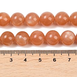 天然石サンストーンビーズ連売り  ラウンド  グレードAA  10.5mm  穴：0.9mm  約18個/連  7.40''（18.8センチメートル）&nbsp;G-G342-A04-10.5mm