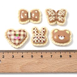 オペーク樹脂カボション  クマ/蝶結び/ウサギ/蝶/ハート  バリーウッド  18~22x18~26x6~9mm&nbsp;RESI-F067-03