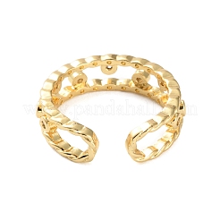 Rack Plating Brass Micro Pave Cubic Zirconia Open Cuff Rings for Women&nbsp;RJEW-U026-03G-01