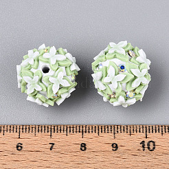 手作りのポリマー粘土ラインストーンと樹脂ビーズ  蝶の丸  ダークシーグリーン  18~19mm  穴：1.8~2mm&nbsp;CLAY-T022-01B