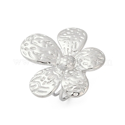 304ステンレススチールカフリング  花  ステンレス鋼色  35.5x25mm  内径：17mm&nbsp;RJEW-D306-07P