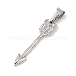 変色しない304ステンレススチールペンダント  アローチャーム  ステンレス鋼色  31.5x6.5x2.5mm  穴：7x3.5mm&nbsp;STAS-S141-02P