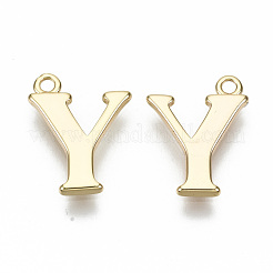 真鍮製チャーム  ニッケルフリー  文字L  18KGP本金メッキ  文字.y  Y：13x10x1mm  穴：1.2mm&nbsp;KK-N231-179Y-NF