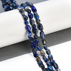 天然石ラピスラズリビーズ連売り  ナゲット  タンブルストーン  4~6x7~10x4~6mm  穴：1mm  15.75''（40センチメートル）&nbsp;G-P497-01B-14