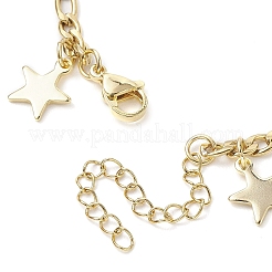 クリスマスツリー サンタクロース 合金 エナメル チャーム ブレスレット  女性用304ステンレススチールツイストチェーンブレスレット  ゴールドカラー  7-1/4インチ（18.4cm）&nbsp;BJEW-TA00491