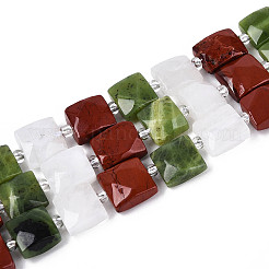 Natural Canada Jade & Red Jasper & Rainbow Moonstone Beads Strands&nbsp;G-T144-18A-01
