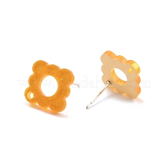 アクリルスタッドピアスの発見  金箔の花  ゴールド  15x15.5x2mm  穴：1.6mm  ピン：0.7mm&nbsp;FIND-B003-01D