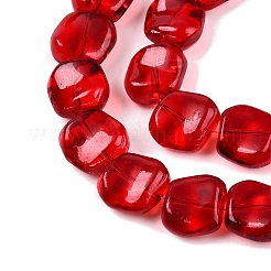 電気メッキガラスビーズセット  パール光沢メッキ  正方形  レッド  10.5x10.5~11x6.5mm  穴：1mm  約59~60個/連  25.12~25.59インチ（63.8~65cm）&nbsp;EGLA-N012-07N