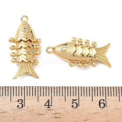 真鍮製マイクロパヴェキュービックジルコニアペンダント  魚のチャーム  18KGP本金メッキ  24.5x12x6mm  穴：1.2mm&nbsp;KK-H526-01A-G