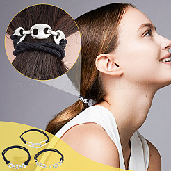 2セット2スタイルのゴムバンドヘアタイ  ポニーテールホルダー  合金のパーツと  女の子のためのヘアアクセサリー  ミックスカラー  内径：46.2~65mm  3個/セット  1セット/スタイル&nbsp;OHAR-GO0001-03