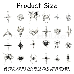 12個 12スタイル 合金エナメル&ガラスペンダント  ブラック  混合図形  15~34x9~23mm  穴：1.5~2.5mm  1個/スタイル&nbsp;FIND-YW0006-13