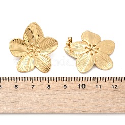 変色しない304ステンレススチールスタッドピアス  花  ステンレス鋼色  32x31mm&nbsp;X-STAS-L024-004G-02
