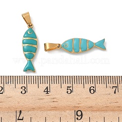 201 ステンレススチールエナメルペンダント  魚のチャーム  ゴールドカラー  ミックスカラー  22.5x7x3mm  穴：3.5x5.5mm&nbsp;STAS-I339-02G