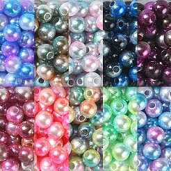 Rainbow ABS Plastic Imitation Pearl Beads&nbsp;OACR-CJ0001-02