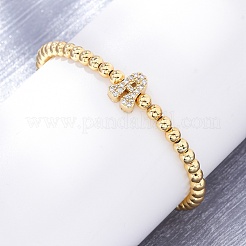 Brass Round Beads Stretch Bracelets&nbsp;BJEW-A034-05G