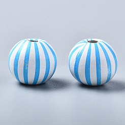 Painted Natural Wood European Beads&nbsp;WOOD-S057-043A