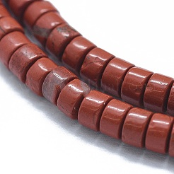 天然石レッドジャスパービーズ連売り  フラットラウンド/ディスク  3.8~4.2x2~4.5mm  穴：0.8~1mm  約152~180個/連  15.1~15.5インチ（38.5~39.5cm）&nbsp;G-F631-A10
