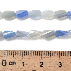 電気メッキガラスビーズセット  多面カット  ねじれた四角形  スチールブルー  7x4.5x3.5mm  穴：1mm  約28個/連  7.80''（19.8センチメートル）&nbsp;EGLA-P065-01A-05