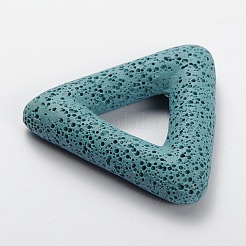合成溶岩石の大きな三角形のペンダント  染め  士官候補生ブルー  51x56x11mm  穴：18x20mm&nbsp;G-O025-04B