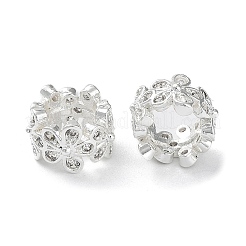 桜の花 ヨーロッパのビーズ  長持ちメッキ  カドミウムフリー & 鉛フリー  銀  8x5mm  穴：5mm&nbsp;KK-B078-05S