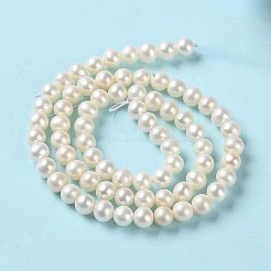 天然養殖淡水パールビーズ連売り  ラウンド  グレード5 A  ホワイトスモーク  5.5~6x5.5~6mm  穴：0.7mm  約72個/連  15.63インチ（39.7cm）&nbsp;PEAR-E018-75