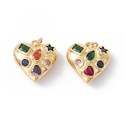 Rack Plating Brass Micro Pave Colorful Cubic Zirconia Pendants&nbsp;ZIRC-C040-13G