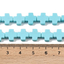 合成サンゴビーズ連売り  染め  クロス  アクア  9x9x4mm  穴：1.2mm  約35個/連  12.99''（33センチメートル）&nbsp;CORA-L044-A20