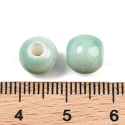 釉薬をかけた磁器製の丸いビーズ  光沢のあるセラミックビーズ  アクアマリン  8mm  穴：2mm&nbsp;PORC-S489-8mm-02