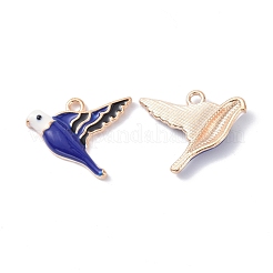 合金エナメルペンダント  ライトゴールド  鳥  ダークブルー  17x20x3mm  穴：1.5mm&nbsp;ENAM-Z002-05A