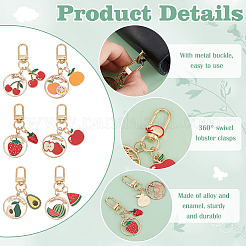 6Pcs 6 Styles Fruits Alloy Enamel Pendant Decorations&nbsp;HJEW-PH0001-87
