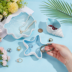 3Pcs 3 Styles Ocean-themed Ceramic Jewelry Plate&nbsp;AJEW-NB0007-92