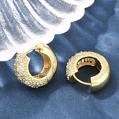 Brass Micro Pave Clear Cubic Zirconia Hoop Earring&nbsp;EJEW-Z164-14G