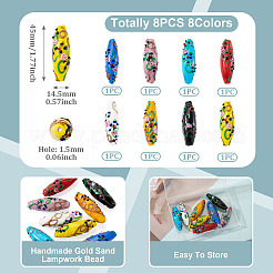 8Pcs 8 Colors Handmade Gold Sand Lampwork Beads Strands&nbsp;LAMP-TA0002-26