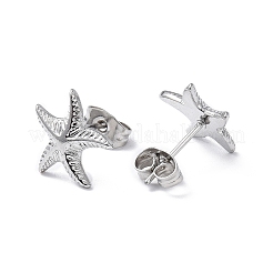 Non-Tarnish 304 Stainless Steel Starfish Stud Earrings for Women&nbsp;EJEW-I285-06P