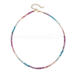 3.5MM Faceted Round Natural Rhodonite & Amethyst & Apatite & Sunstone & Ruby Beaded Necklaces&nbsp;NJEW-JN05973