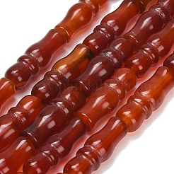 天然石瑪瑙ビーズ連売り  染め＆加熱  竹の形  暗赤色  25x8~8.5mm  穴：1.5mm  約16個/連  15.75''（40センチメートル）&nbsp;G-Z144-A02-01E