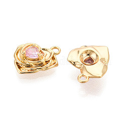 Brass Micro Pave Cubic Zirconia Charms&nbsp;KK-N263-58G