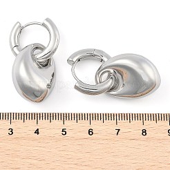女性用ティアドロップ真鍮フープピアス  プラチナ  36x18x12mm&nbsp;EJEW-U055-18P