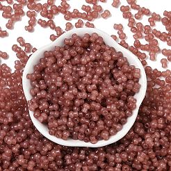 透明な色のガラスシードビーズ  キノコ  ロージーブラウン  5.5x4.5mm  穴：1mm  4150個/ポンド&nbsp;SEED-R001-01J