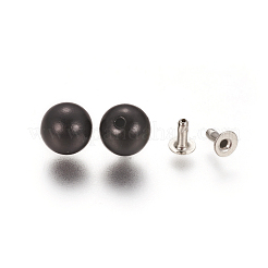 ABSプラスチックイミテーションパールリベットスタッド  鉄パーツ  ブラック  8mm  パーツ：4x5mm&nbsp;KY-L076-B-02
