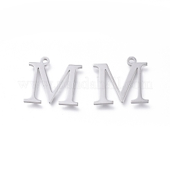 変色しにくい304ステンレススチールチャーム  ギリシャ語のアルファベット  ステンレス鋼色  文字.m  14x14.5x1mm  穴：1.2mm&nbsp;STAS-K215-12P