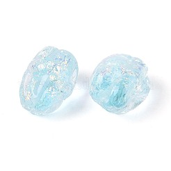 手作りの箔ガラスビーズ連売り  ナゲット  空色  13~14.5x9.5~11x9.5~11mm  穴：1~1.4mm  約28個/連  14.17~14.76インチ（36~37.5cm）&nbsp;FOIL-N033-02F