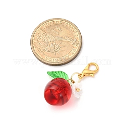 8Pcs Transparent Glass Apple Pendant Decorations&nbsp;HJEW-JM04216