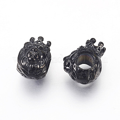 316サージカルステンレススチールヨーロピアンビーズ  大穴ビーズ  ライオン  ガンメタ色  13x9x11mm  穴：4.5mm&nbsp;STAS-F195-137B