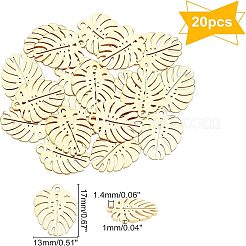 ステンレスペンダント201個  葉  ゴールドカラー  17x13x1mm  穴：1.4mm  20個/箱&nbsp;STAS-UN0020-65G
