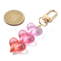 透明アクリルハートペンダントキーホルダー  合金回転式ナスカン付き  ミックスカラー  8.7cm  4個/セット。&nbsp;KEYC-TA00014