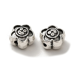 チベット風合金ビーズ  カドミウムフリー＆鉛フリー  アンティークシルバー  花  9.5x10x6mm  穴：1.5mm  約564個/1000g&nbsp;PALLOY-P302-12D-AS